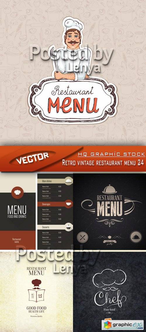 Stock Vector - Retro vintage restaurant menu 24