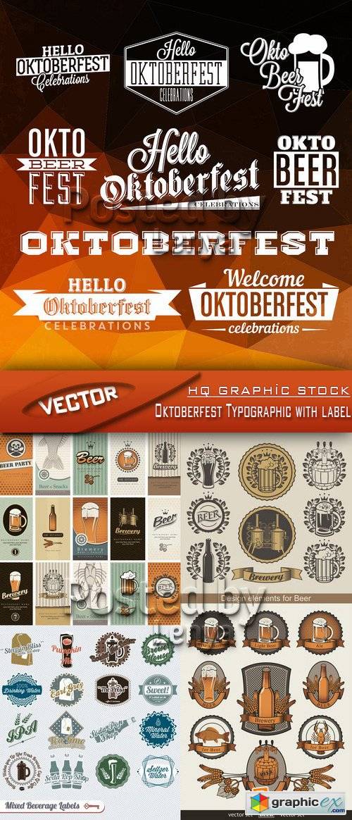 Stock Vector - Oktoberfest Typographic with label