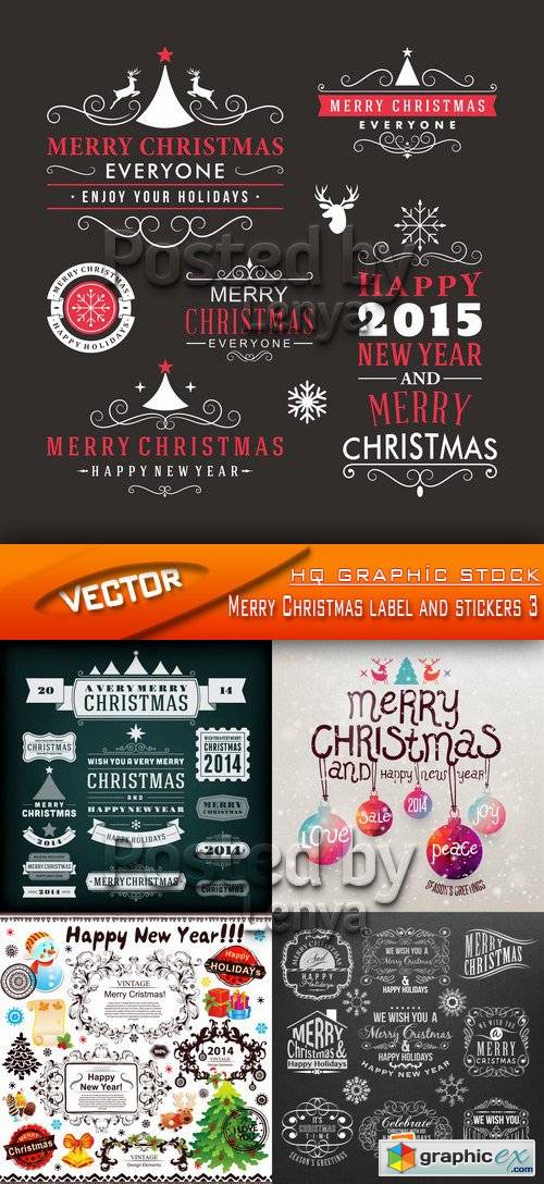 Stock Vector - Merry Christmas label and stickers 3