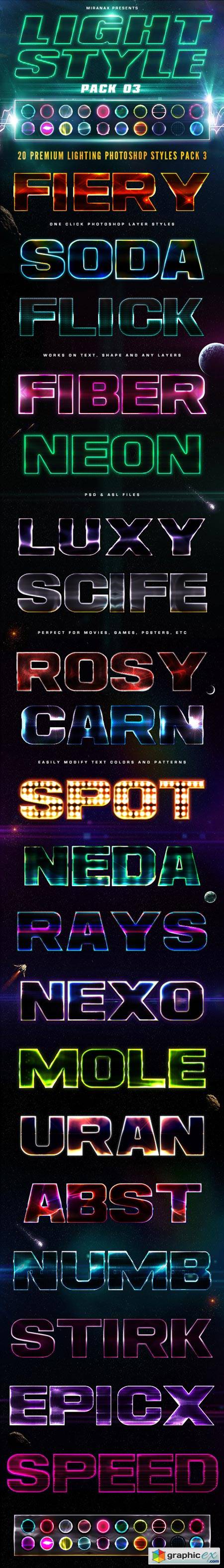 20 Lighting PSD Text Effects - Pack 03 8888639