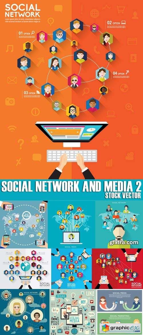 Stock Vectors - Social Network and Media 2, 25xEPS