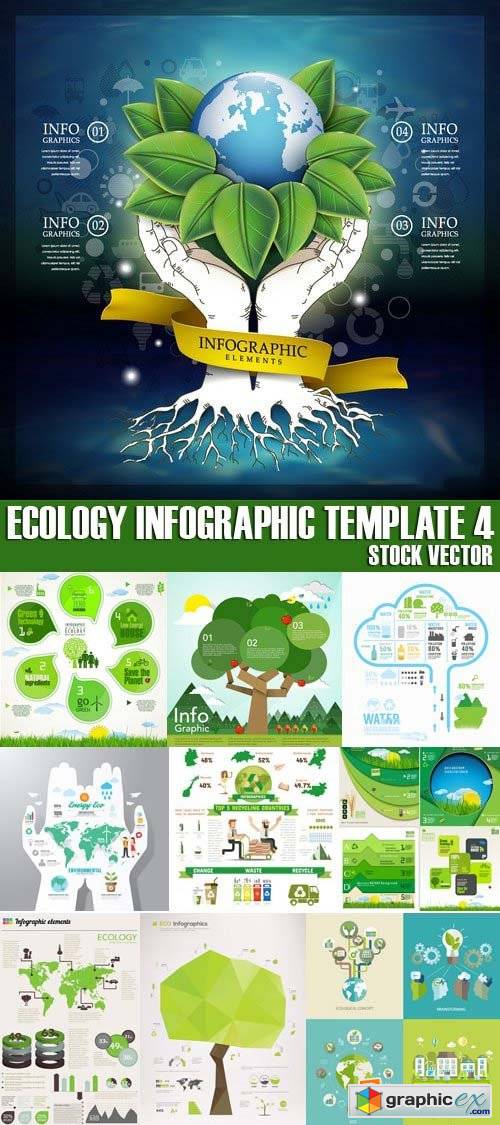 Stock Vectors - Ecology infographic template 4, 25xEPS