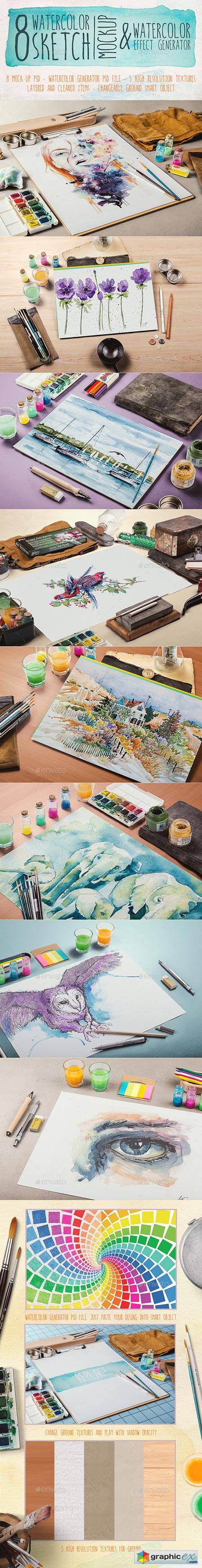 Download Watercolor Sketch Mock-Up 9008718 » Free Download Vector Stock Image Photoshop Icon