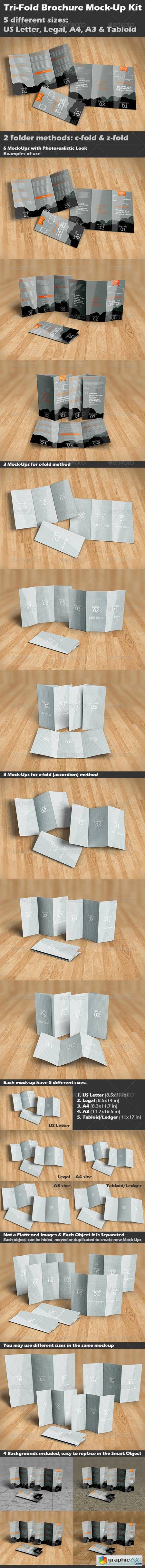 Tri-Fold Brochure Mock-Up Kit 8570082