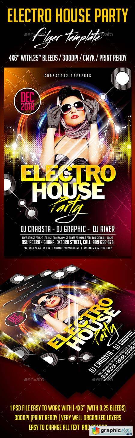 Electro House Party Flyer Template 8996738