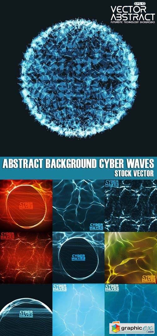 Stock Vectors - Abstract Background Cyber Waves, 25xEPS