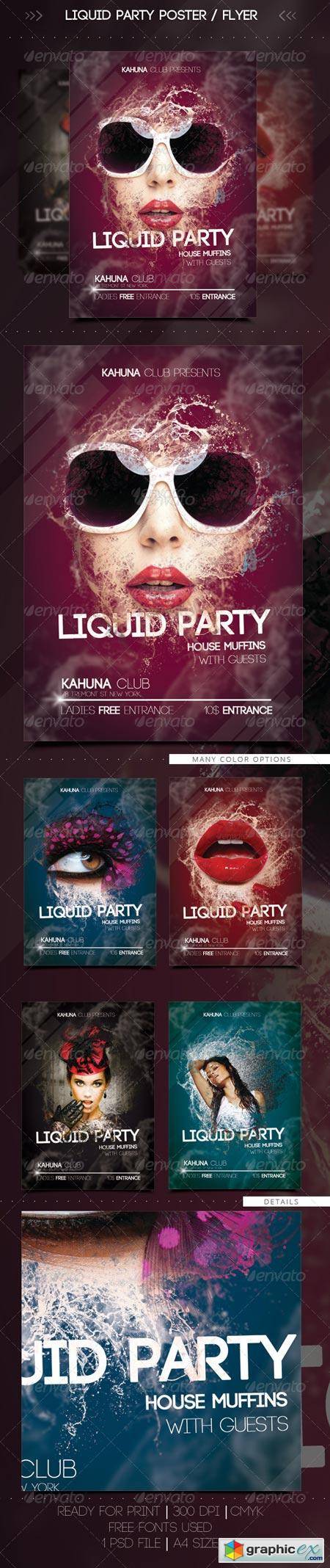 Wet Liquid Party Flyer Poster 7282123