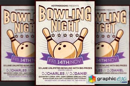Bowling Night Flyer Template 91031