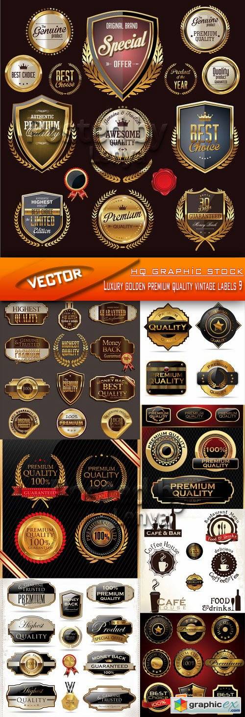 Stock Vector - Luxury golden premium quality vintage labels 9