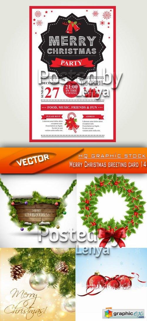 Stock Vector - Merry Christmas greeting card 14