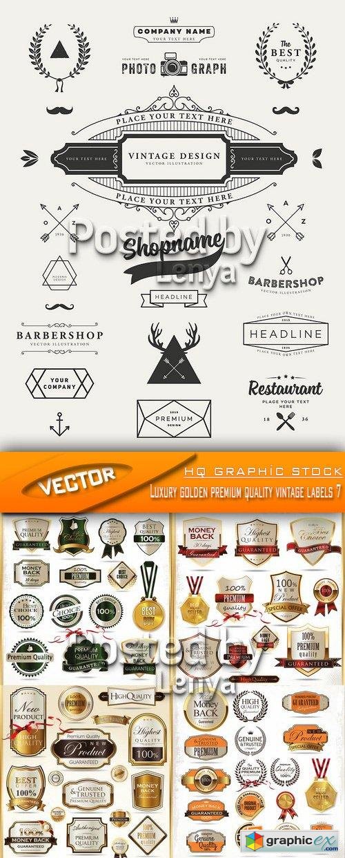 Stock Vector - Luxury golden premium quality vintage labels 7
