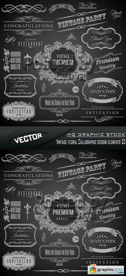 Stock Vector - Vintage floral Calligraphic design elements 20