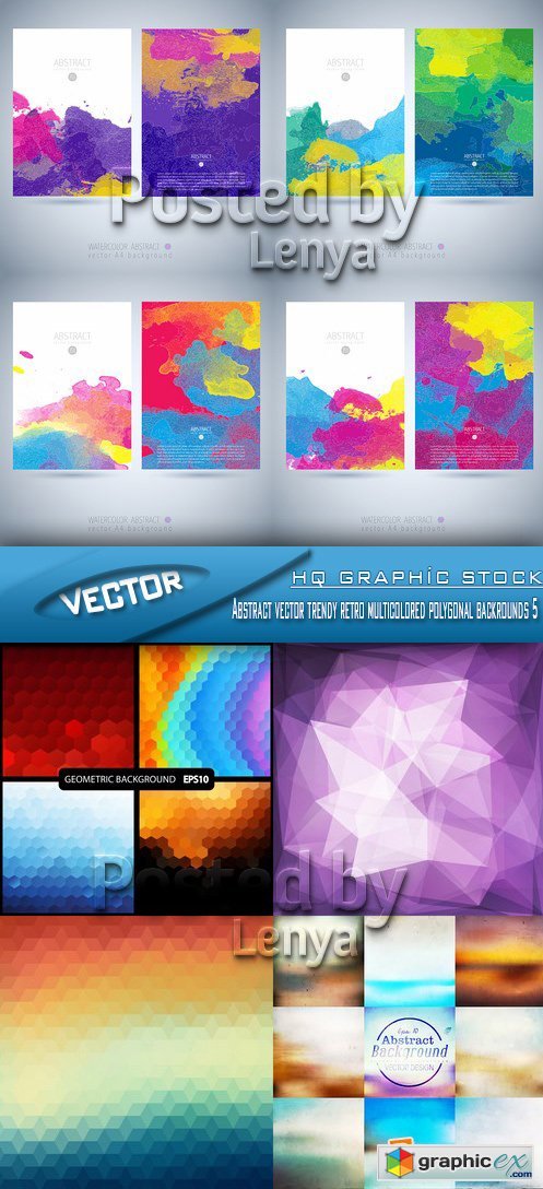 Stock Vector - Abstract vector trendy retro multicolored polygonal backrounds 5