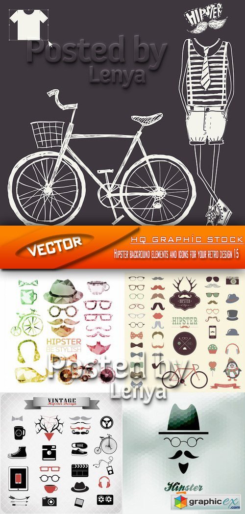 Stock Vector - Hipster backround elements and icons for your retro design 15