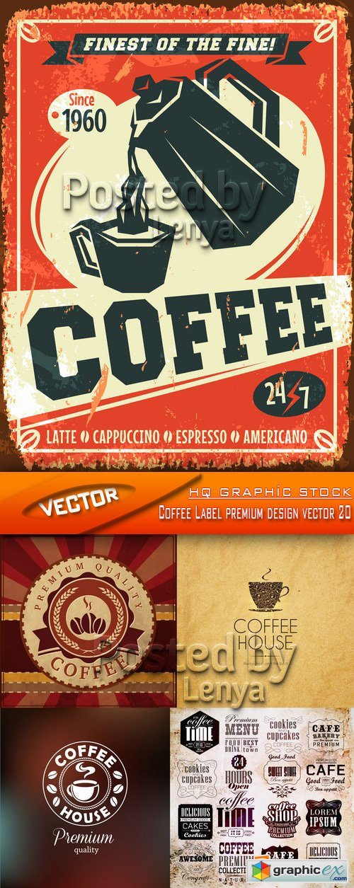Stock Vector - Coffee Label premium design vector 20