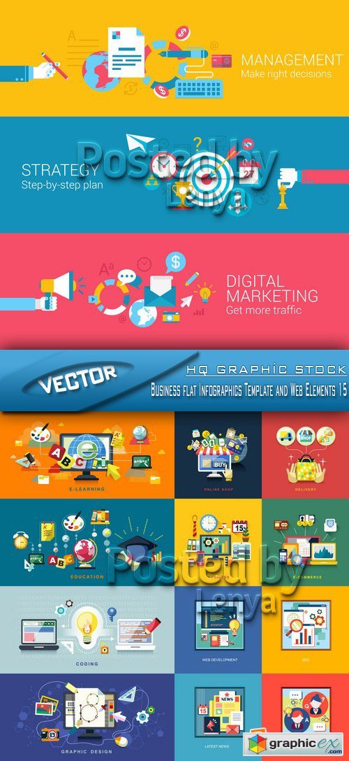 Stock Vector - Business flat Infographics Template and Web Elements 15