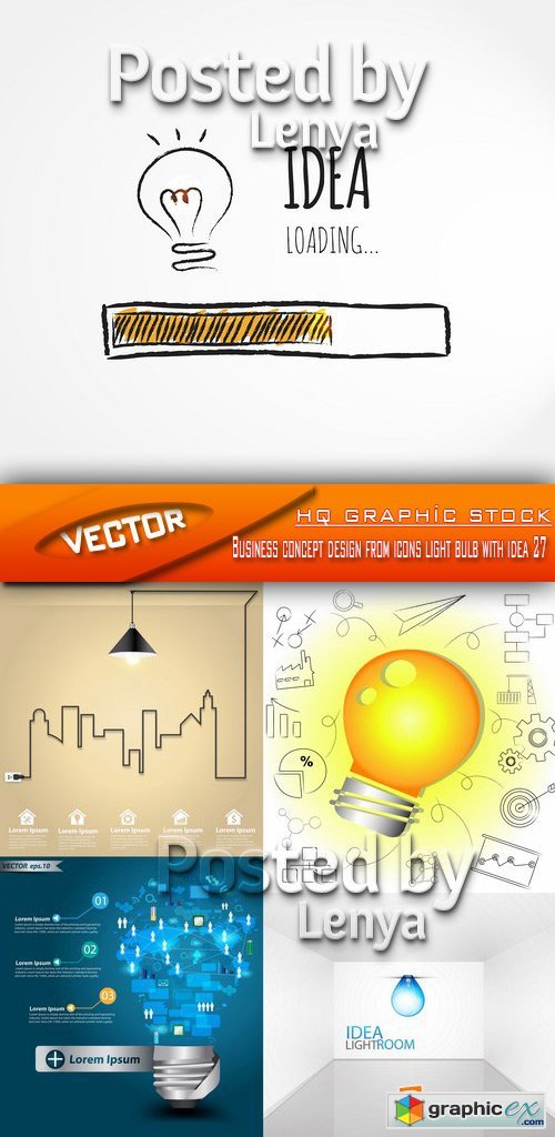 Stock Vector - Business concept design from icons light bulb with idea 27