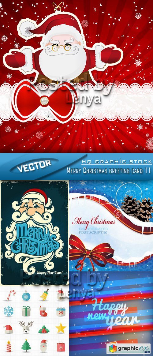 Stock Vector - Merry Christmas greeting card 11