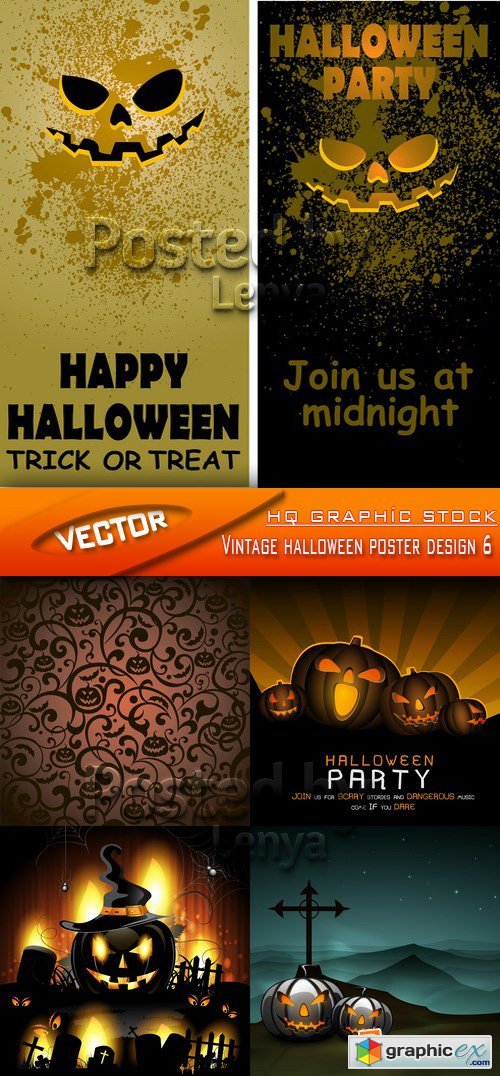 Stock Vector - Vintage halloween poster design 6