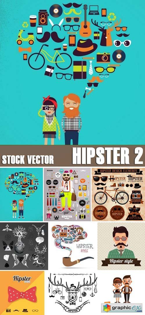 Stock Vectors - Hipster 2, 25xEPS