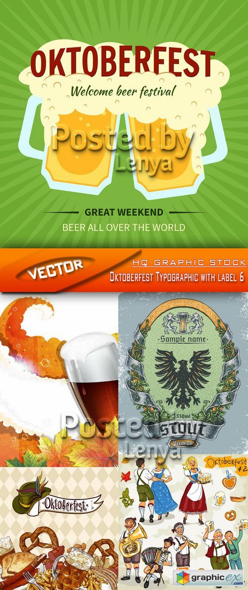 Stock Vector - Oktoberfest Typographic with label 6
