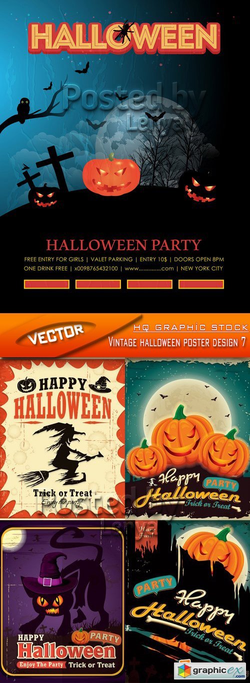 Stock Vector - Vintage halloween poster design 7