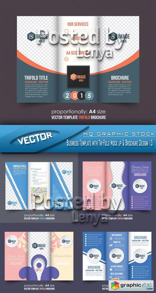 Stock Vector - Business Template with Tri-Fold Mock up & Brochure Design 13