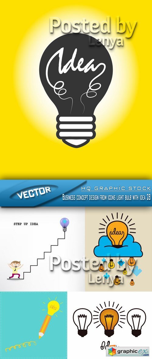 Stock Vector - Business concept design from icons light bulb with idea 28