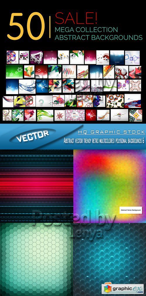 Stock Vector - Abstract vector trendy retro multicolored polygonal backrounds 6