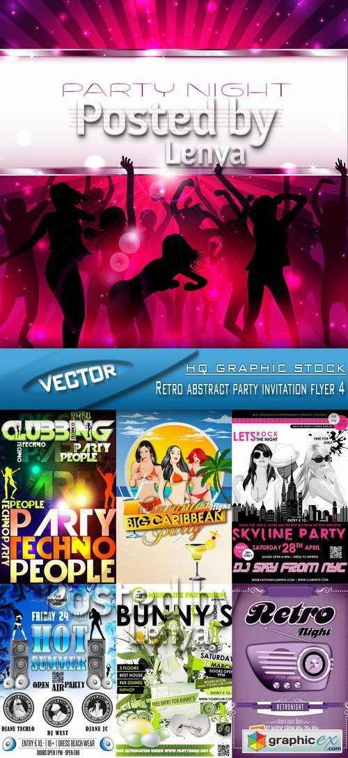 Stock Vector - Retro abstract party invitation flyer 4