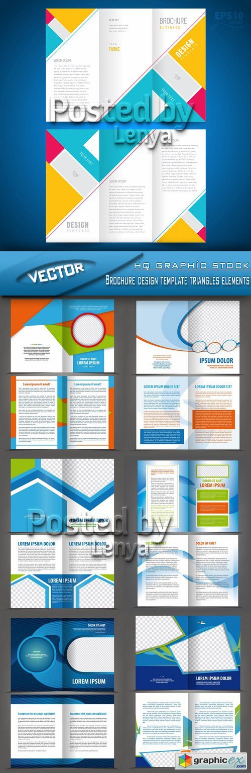 Stock Vector - Brochure design template triangles elements