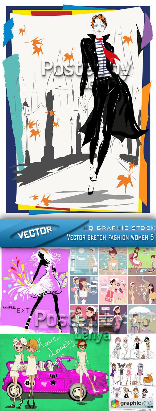 Stock Vector - Vector sketch fashion women 5