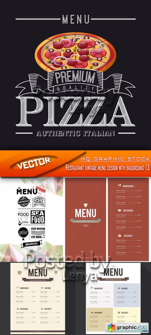 Stock Vector - Restaurant vintage menu design with backround 13