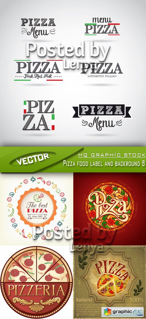 Stock Vector - Pizza food label and backround 8