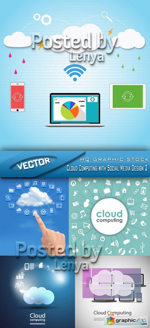 Stock Vector - Cloud Computing with Social Media Design 2
