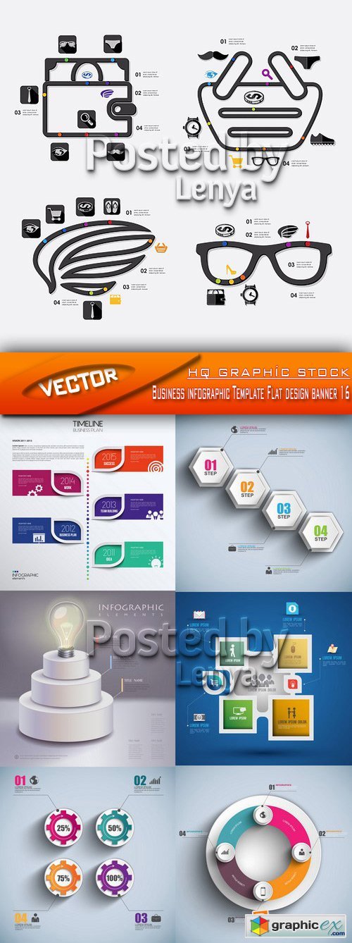 Stock Vector - Business infographic Template Flat design banner 16