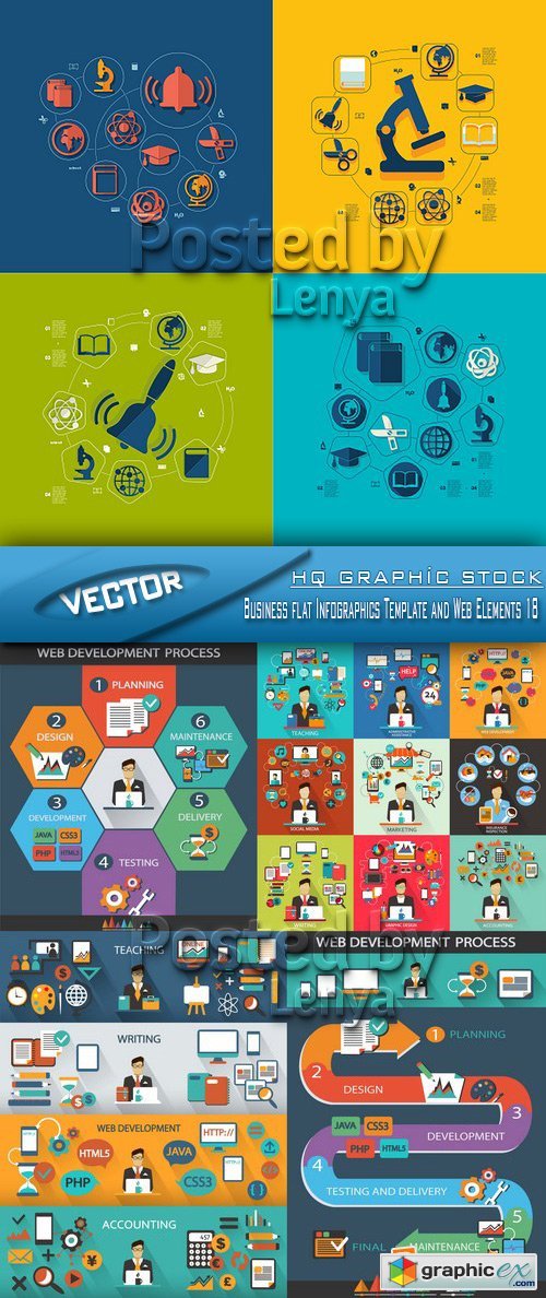 Stock Vector - Business flat Infographics Template and Web Elements 18