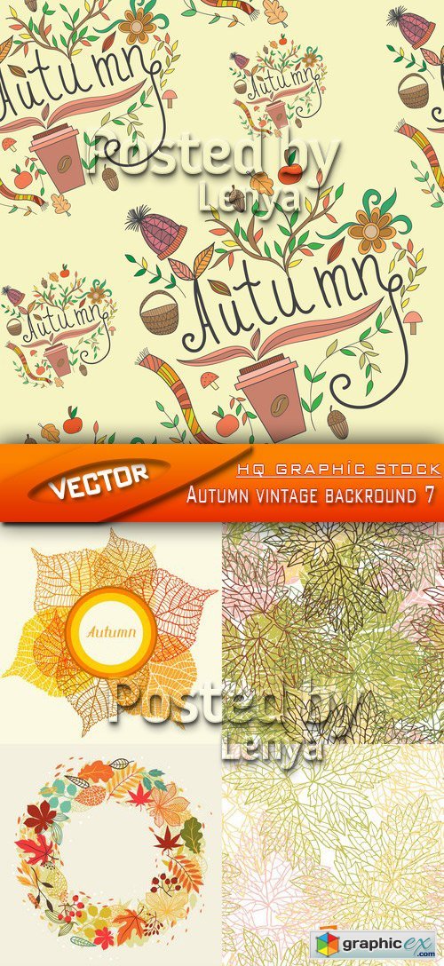 Stock Vector - Autumn vintage backround 7
