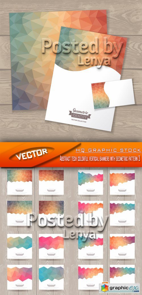 Stock Vector - Abstract tech colorful vertical banners with geometric pattern 3