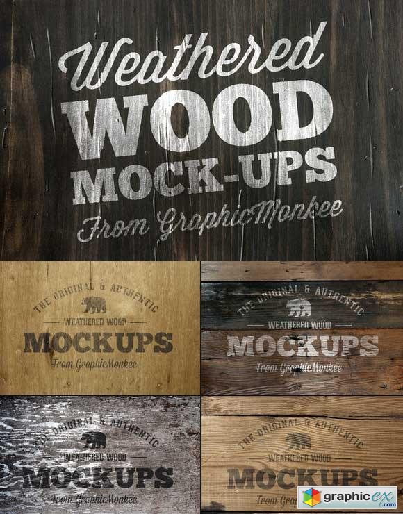 15 Weathered Wood Texture Mock-Ups