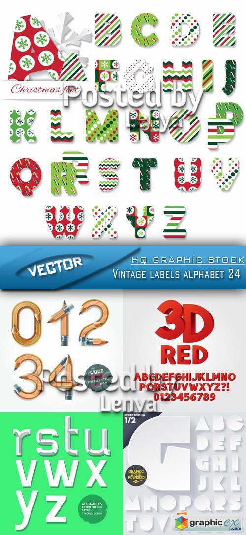 Stock Vector - Vintage labels alphabet 24