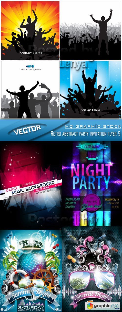 Stock Vector - Retro abstract party invitation flyer 5
