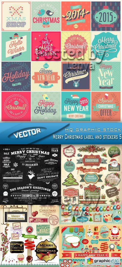 Stock Vector - Merry Christmas label and stickers 5