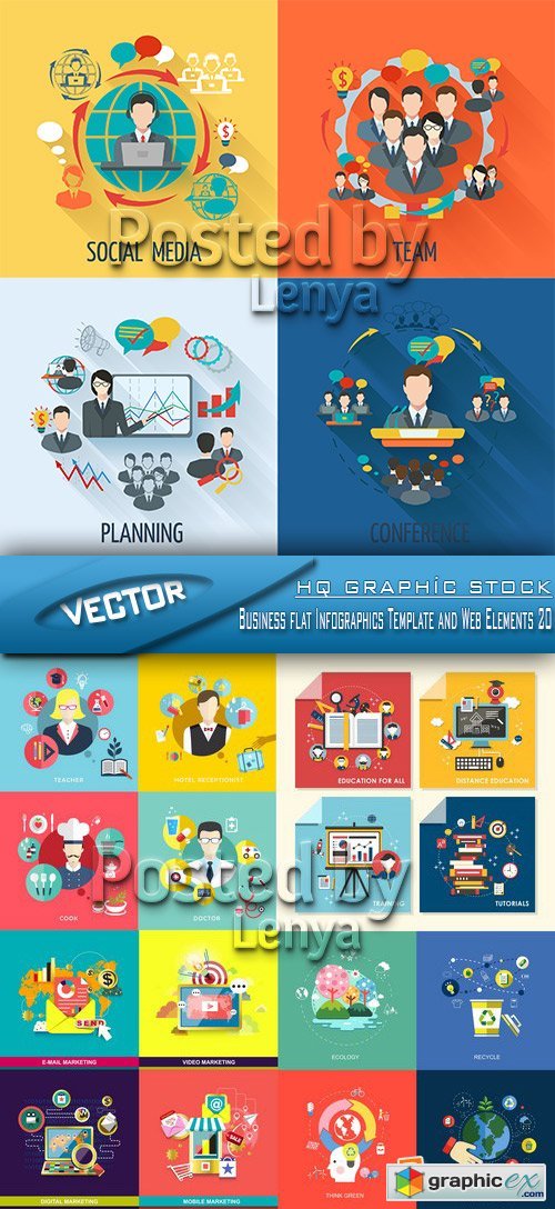 Stock Vector - Business flat Infographics Template and Web Elements 20