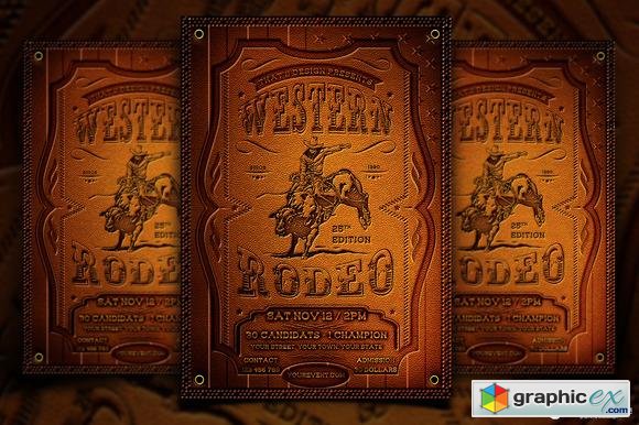 Western Rodeo Flyer Template 90737