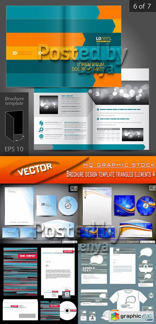 Stock Vector - Brochure design template triangles elements 4