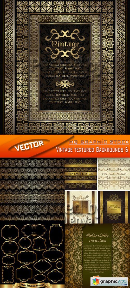 Stock Vector - Vintage textured Backrounds 6