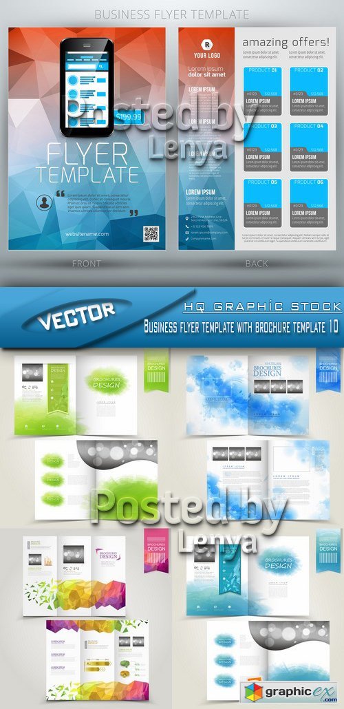Stock Vector - Business flyer template with brochure template 10
