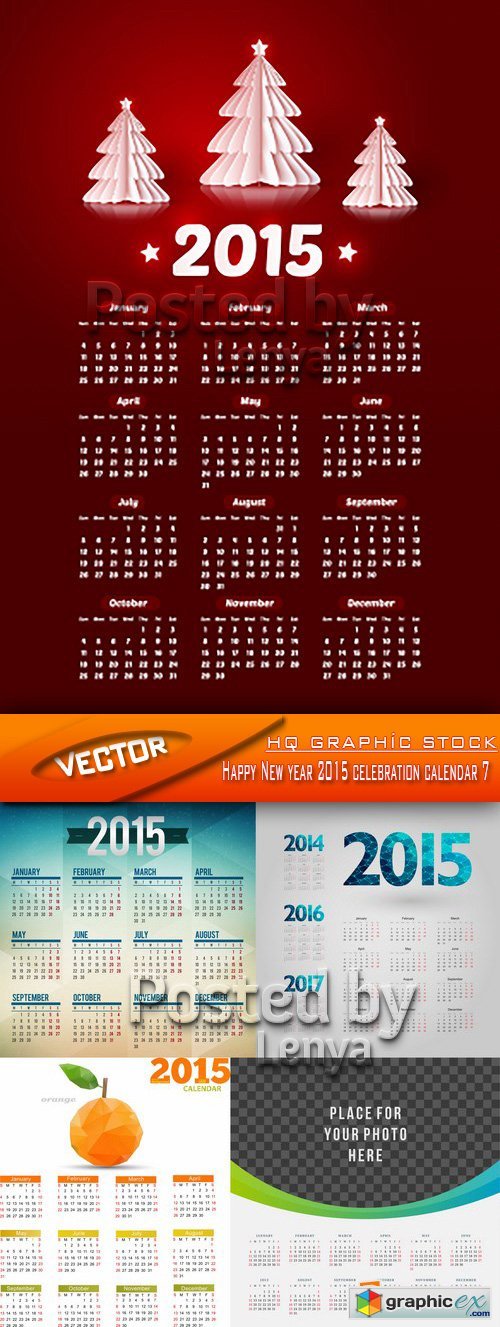 Stock Vector - Happy New year 2015 celebration calendar 7