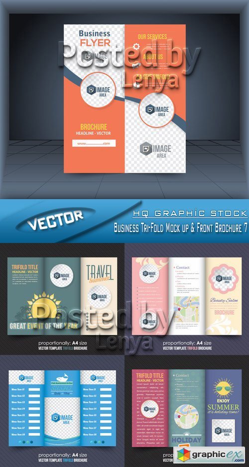 Stock Vector - Business Tri-Fold Mock up & Front Brochure 7